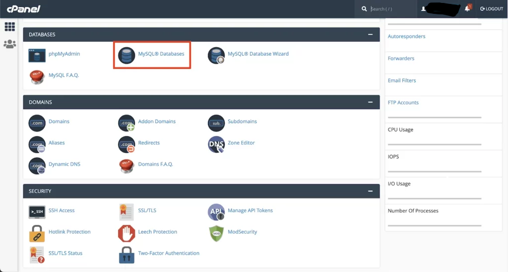 CPanel MySQL Databases