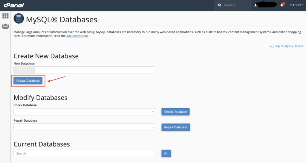 CPanel MySQL Databases