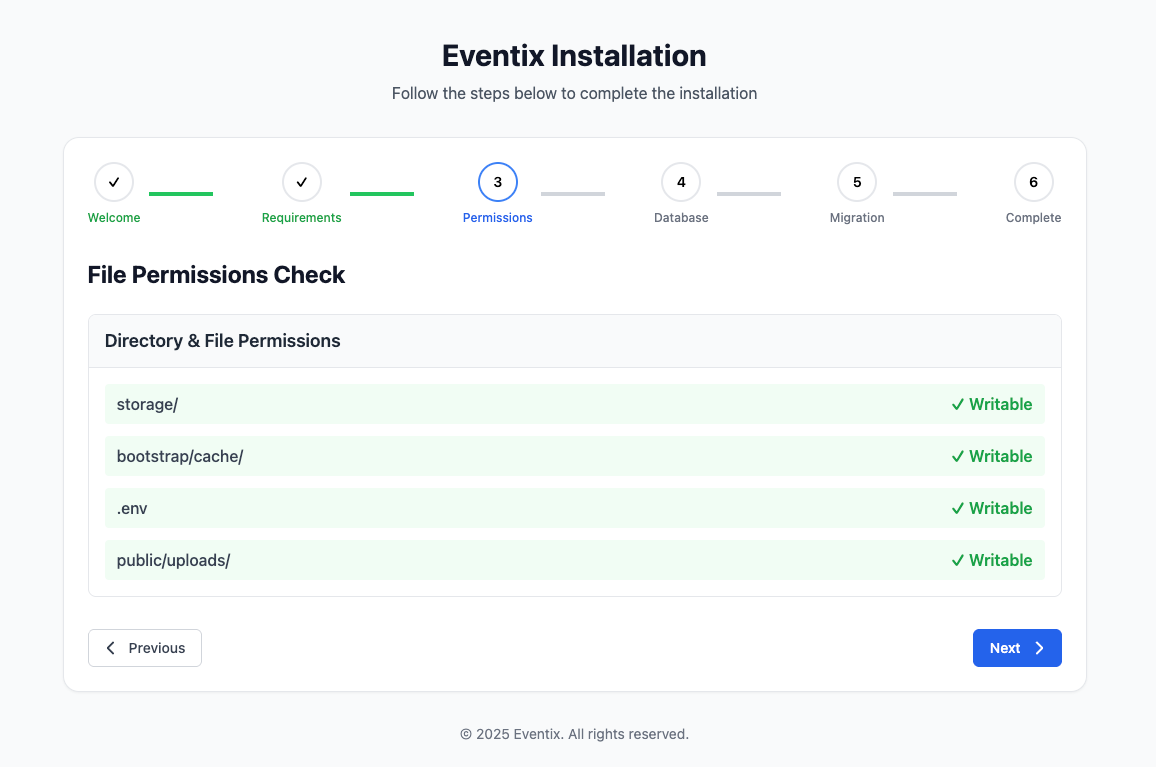 Eventix Permissions Check