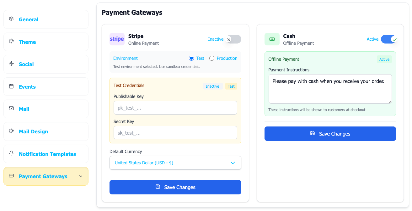 Eventix Payment Configuration